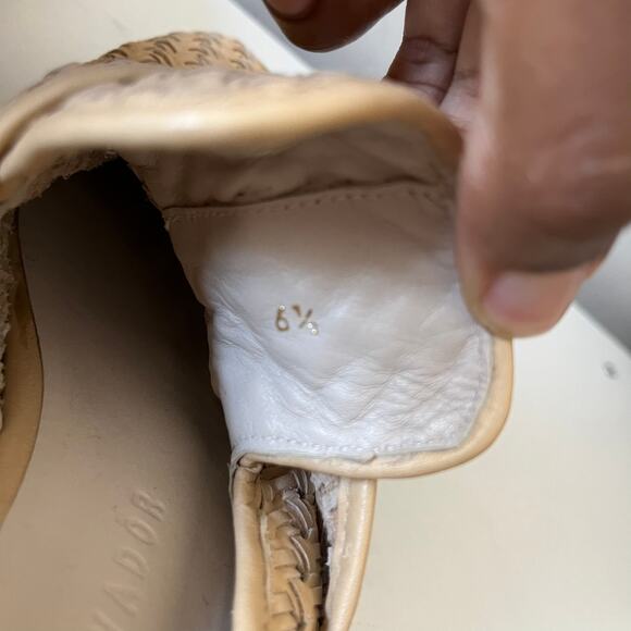Freda Salvador Nude Woven Spanish Leather Slip On Pointed Toe Keen Mules 6.5 - Picture 7 of 9